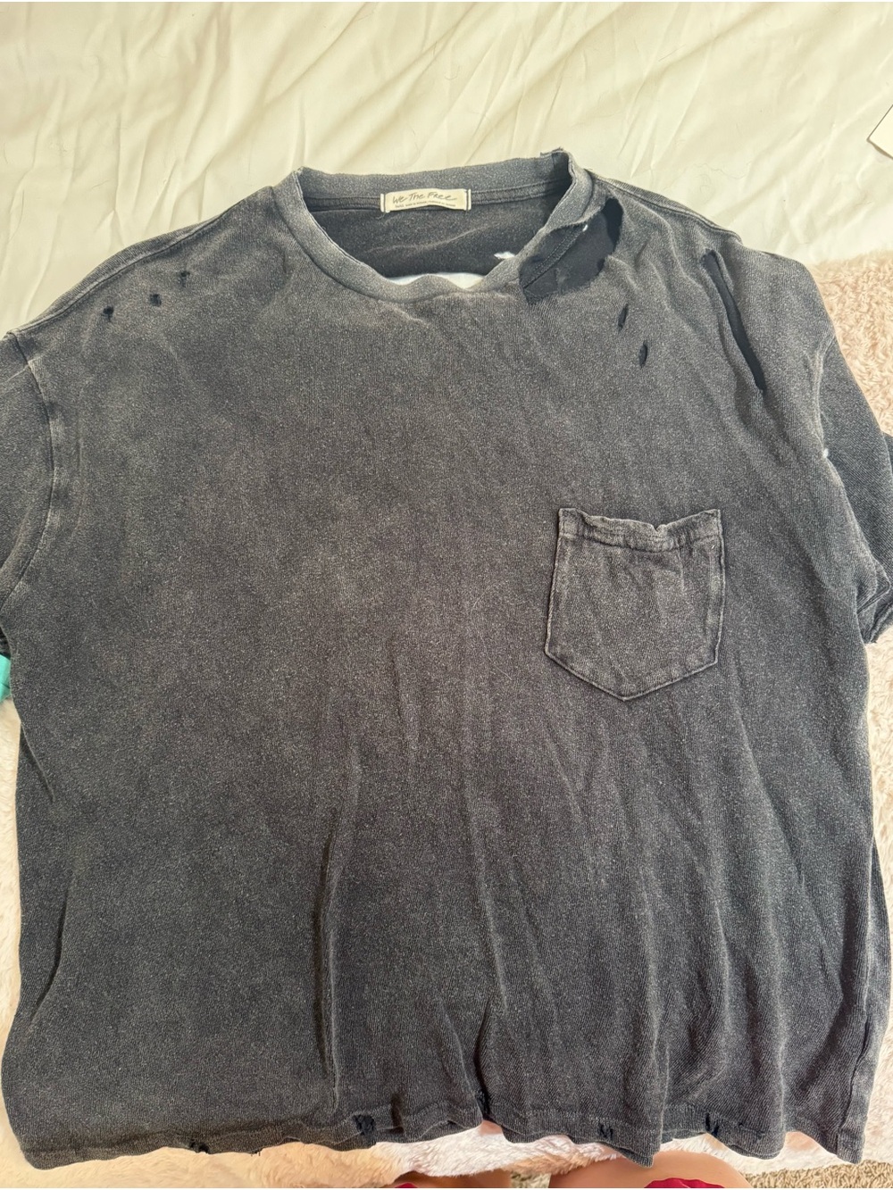 We The Free Washed Black Short Sleeve Pocket Tee